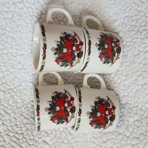 Vintage O' Christmas tree ceramic tea cups set of 4